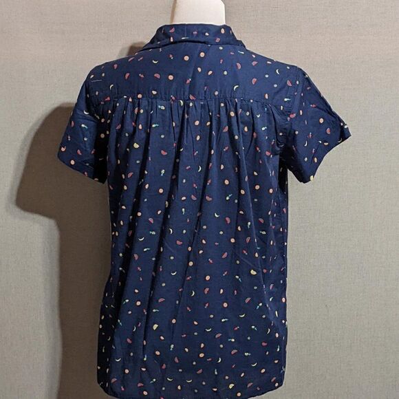 šNWTāST JOHN'SĀ BAY NAVY BLUEāSHORTāSLEEVEāBUTTONāUPāBLOUSEā-āSMALL - Picture 3 of 8